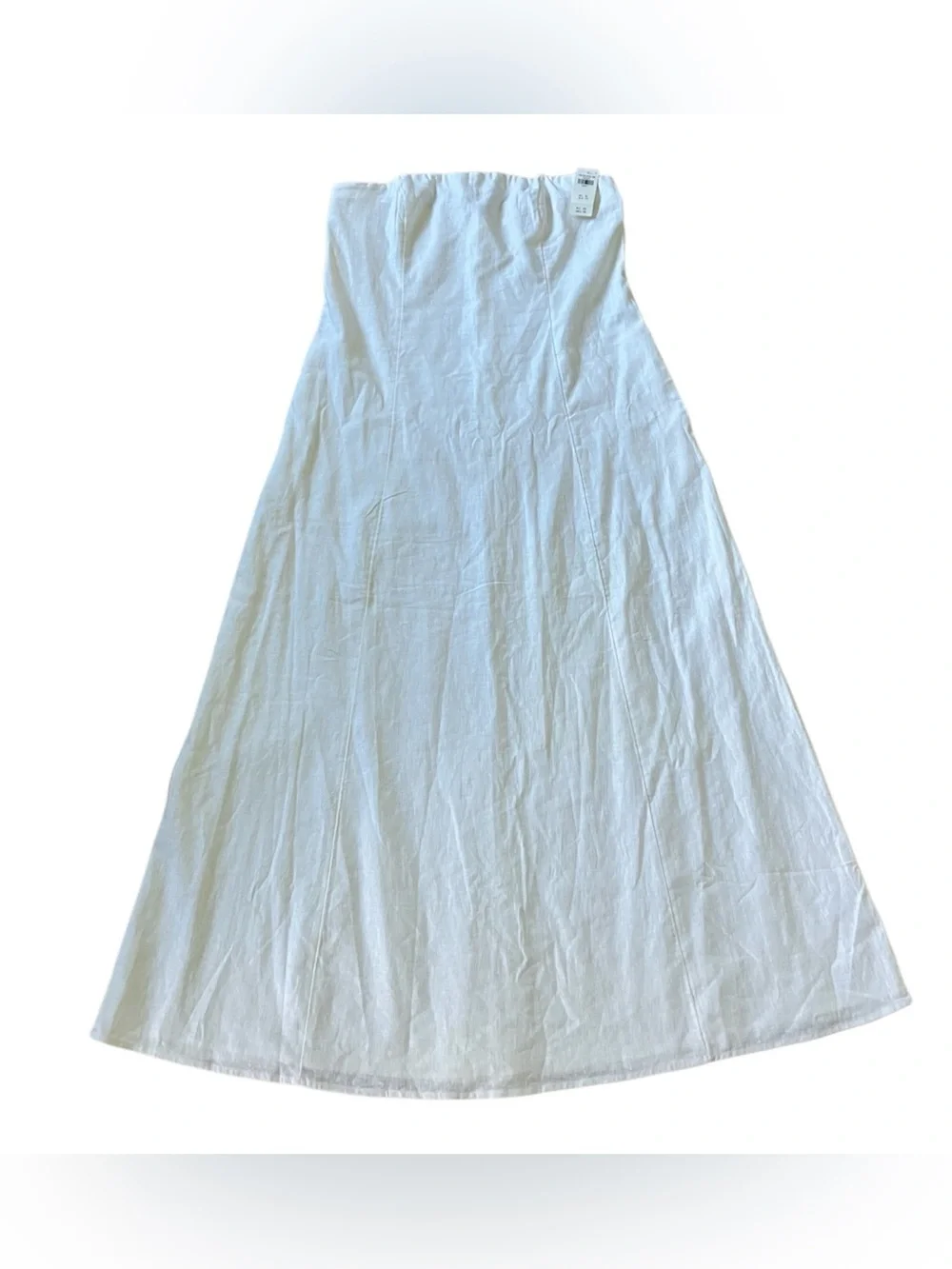 Abercrombie & Fitch White Dress Linen Cotton Skimming Strapless Maxi L Tall